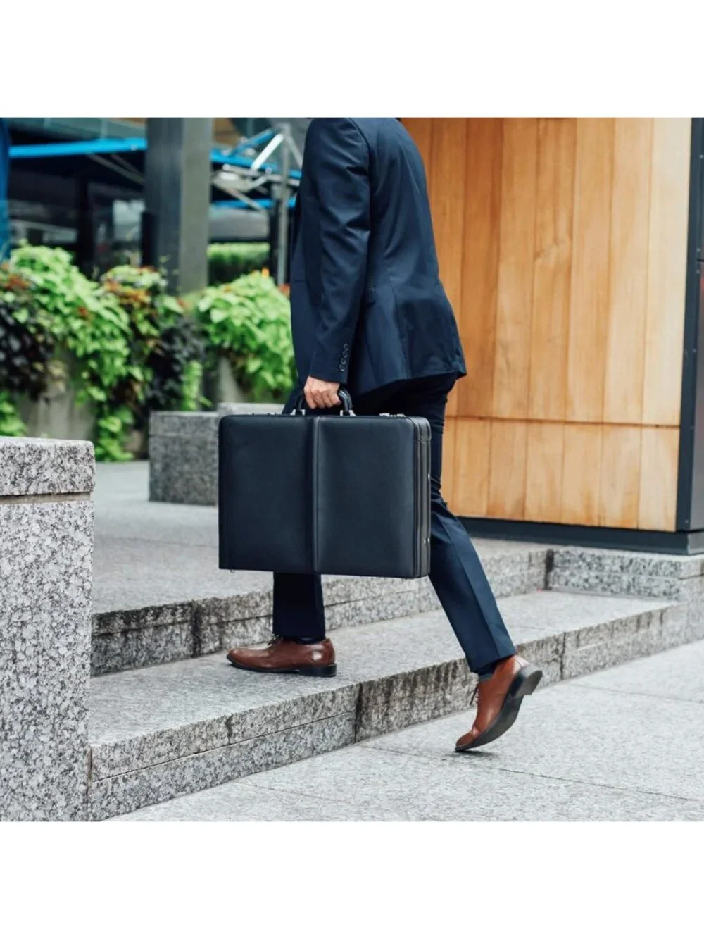 Expandable Genuine Leather Briefcase for Men | Dual Lock Attache Business Bag